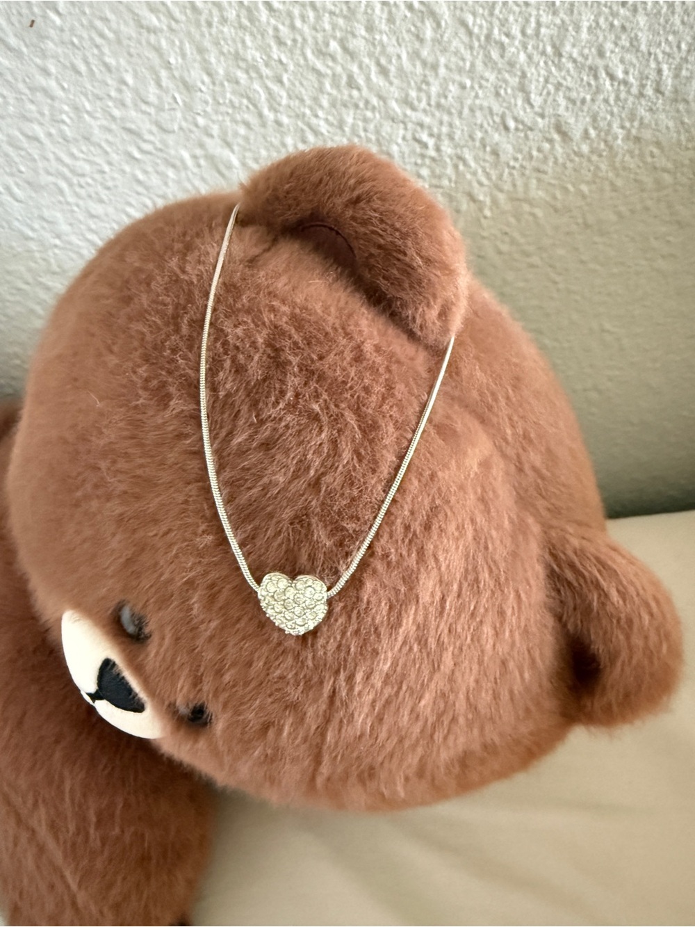 Swarovski  2 sided Heart Pendant Necklace - Silver Tone